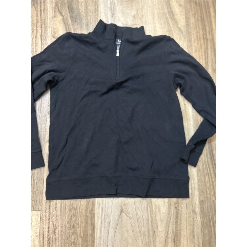 Magaschoni Mens Pullover‎ Sweater Sz M Black L/Sleeve 1/4 Zip Front EUC!